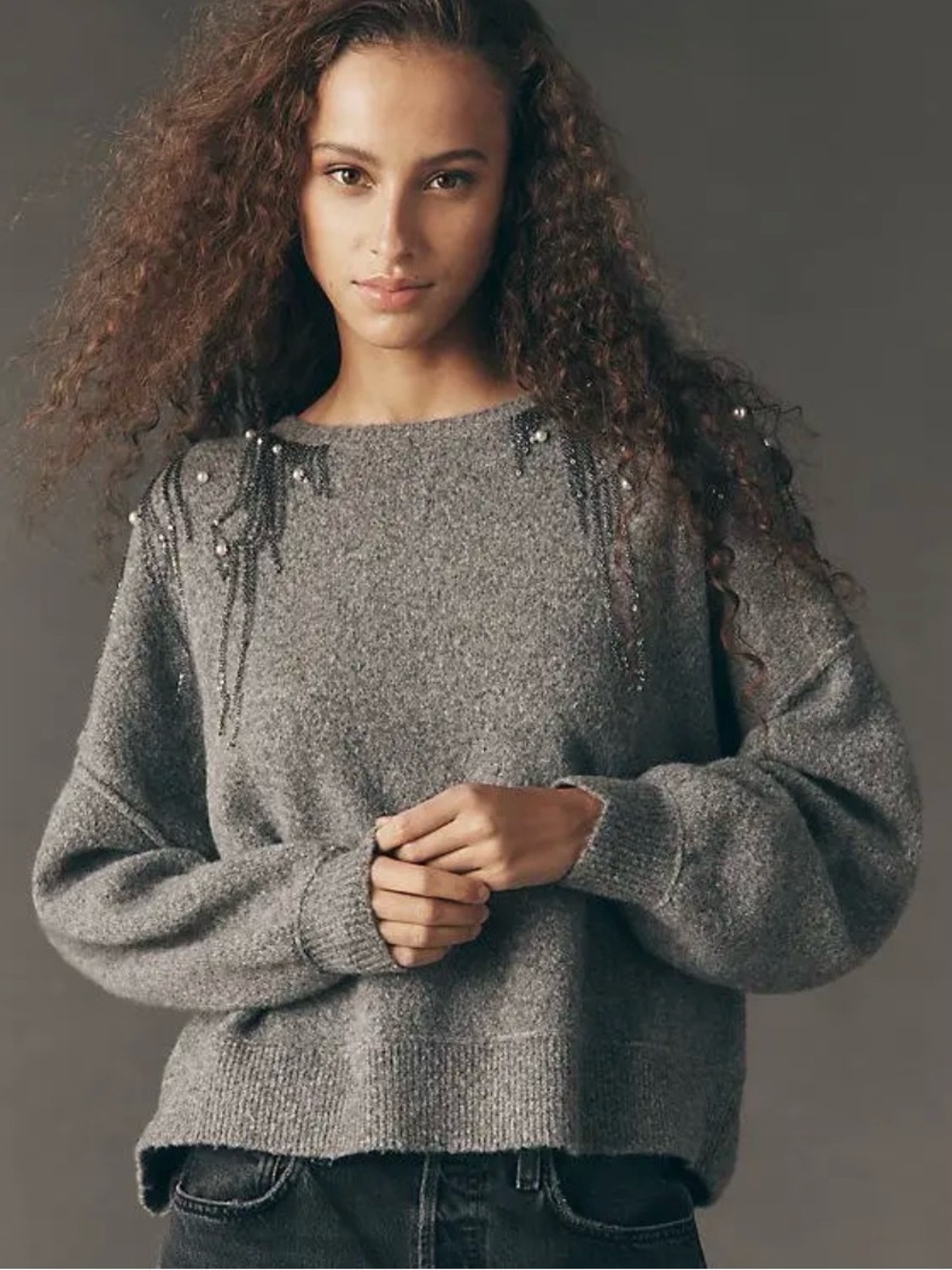 NWT Anthropologie Pilcro Beaded Crew-Neck Sweater